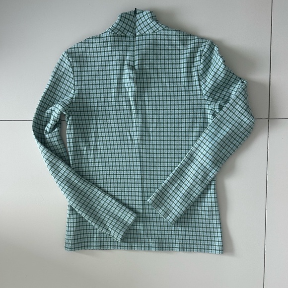 Lacoste Green Plaid High Neck Top Long Sleeve - Picture 3 of 3